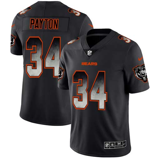 Men's Chicago Bears #34 Walter Payton 2019 Black Smoke Fashion Limited Stitched NFL Jersey Men's Chicago Bears #34 Walter Payton 2019 Black Smoke Fashion Limited Stitched NFL Jersey